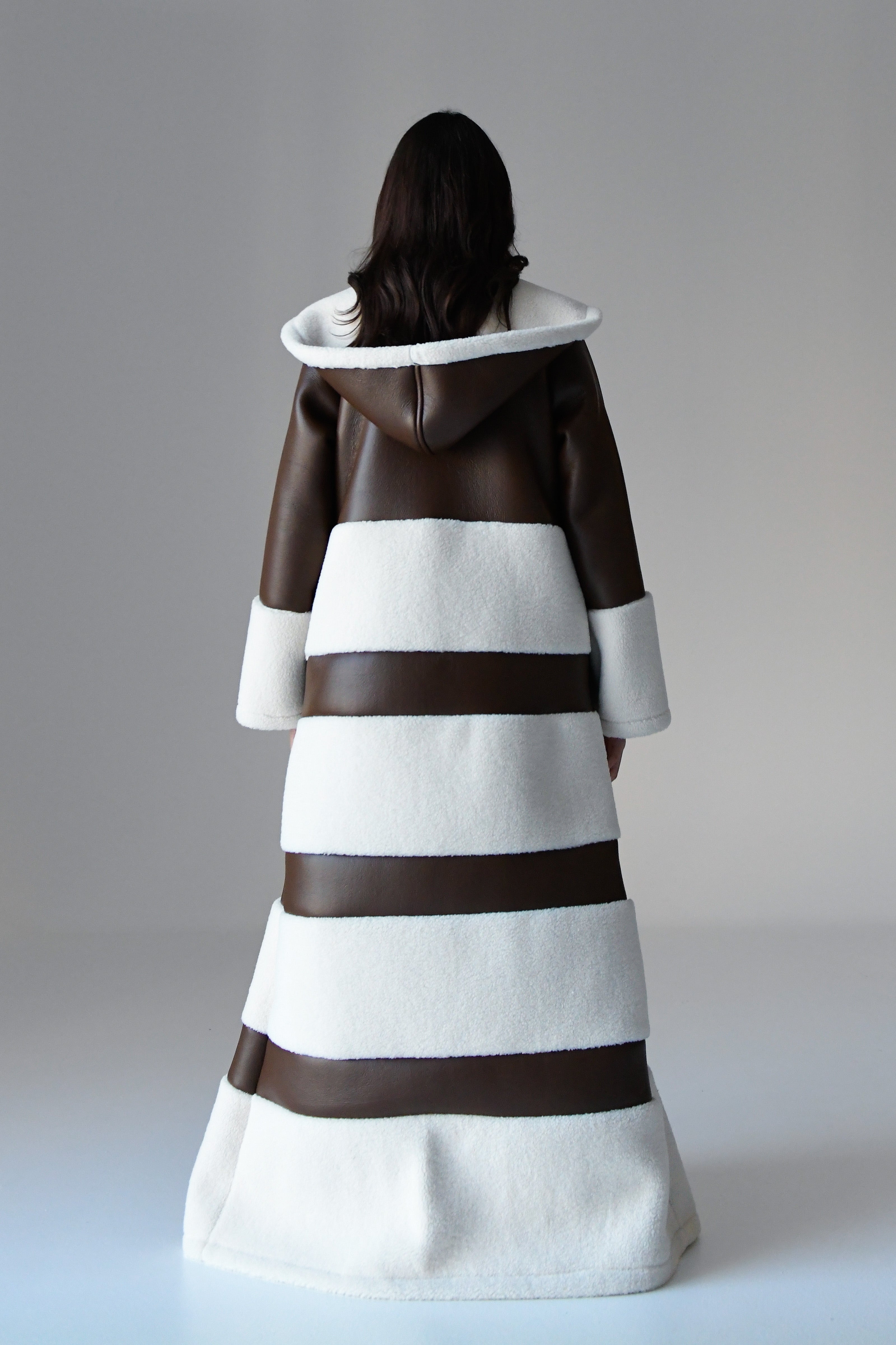 Shearling Leather Bisht Brown